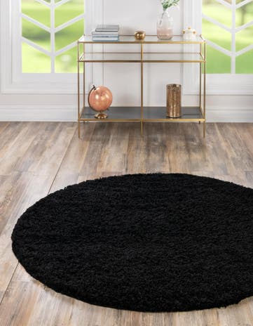 3' x 3' Solid Shag Round Rug