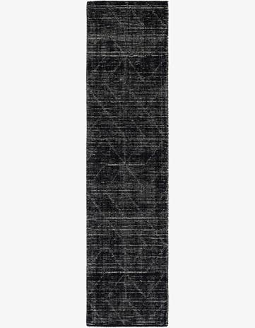 Jet Black WoolCraft Geometric Runner Rug