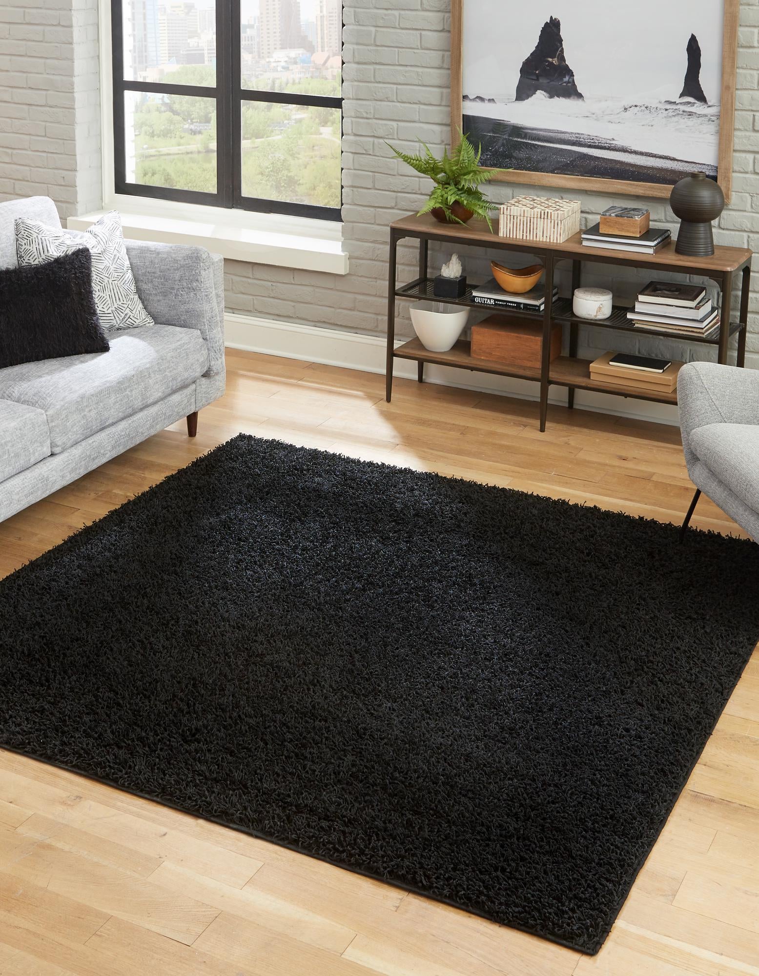 9' 10 x 9' 10 Comfort Solid Shag Square Rug