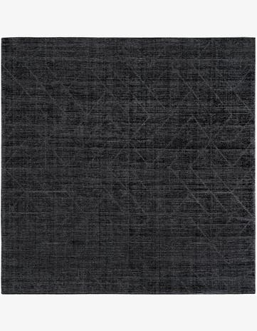 Jet Black WoolCraft Geometric Square Rug