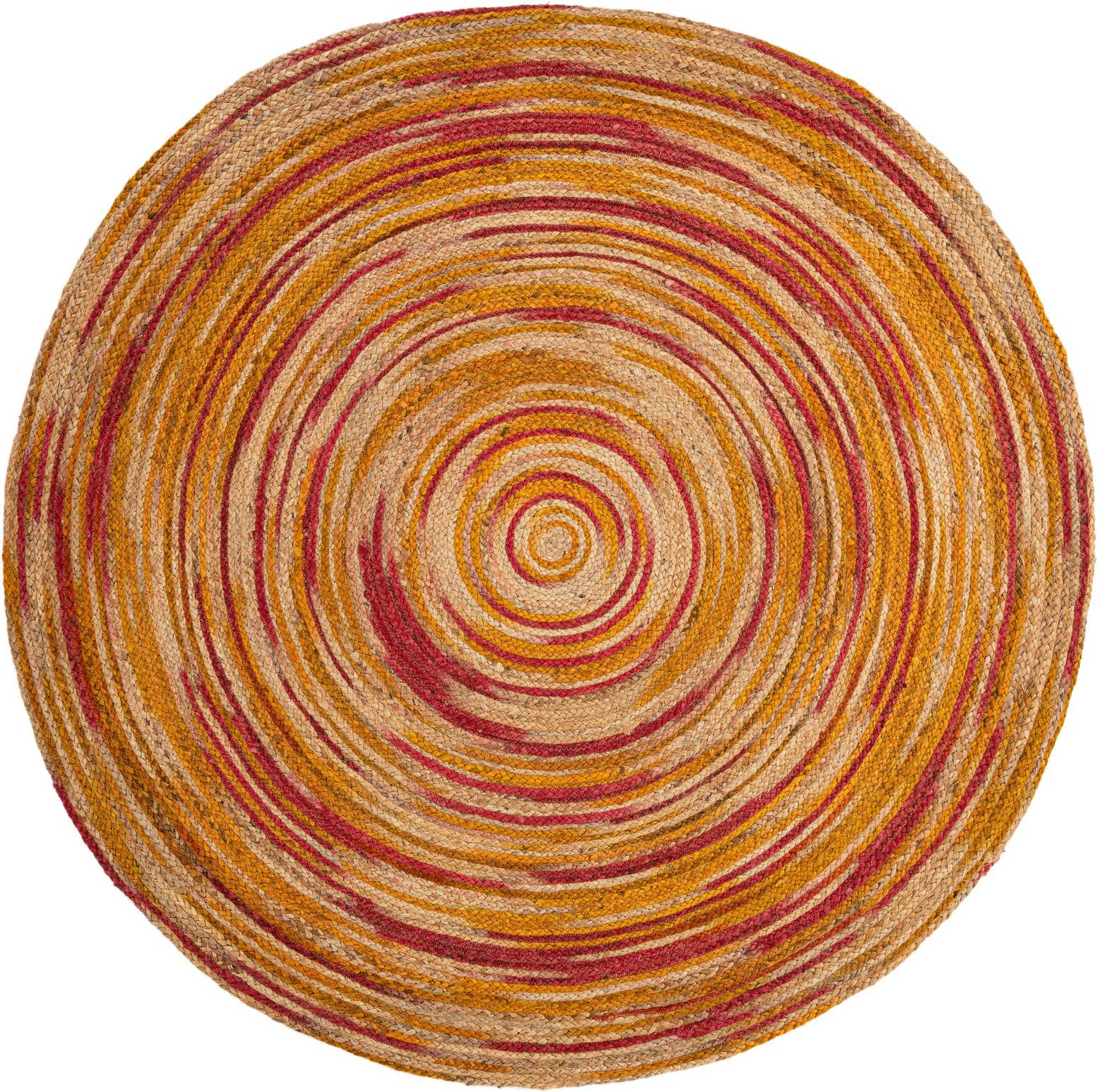 6' 1 x 6' 1 Jetty · Striped Braided Jute Rug, sunburst