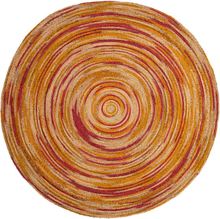 6' 1 x 6' 1 Jetty · Striped Braided Jute Rug, sunburst