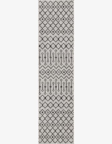 2' x 8' Kearney · Geometric Outdoor Rug, gray and black