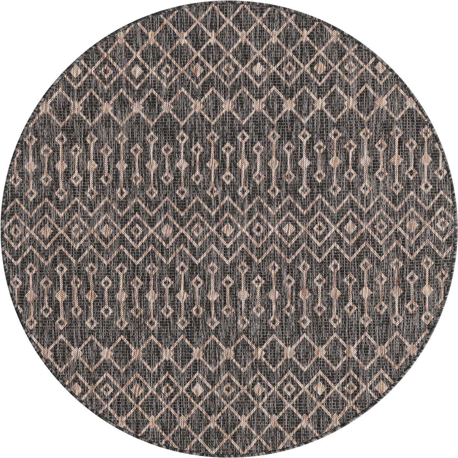 5' 3 x 5' 3 Kearney · Geometric diamond Outdoor Rug, charcoal and natural
