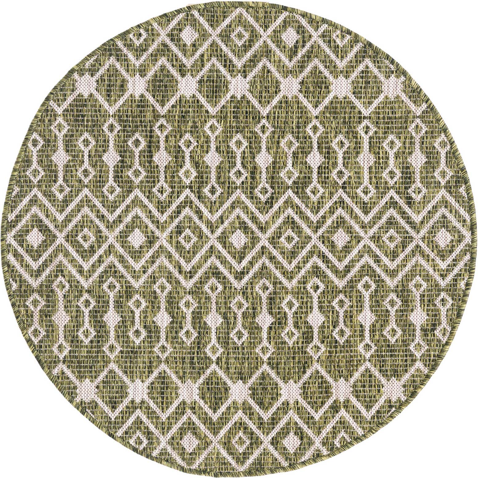 3' x 3' Kearney · Geometric Outdoor Rug, olive green and gray