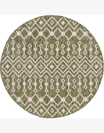3' x 3' Kearney · Geometric Outdoor Rug, olive green and gray