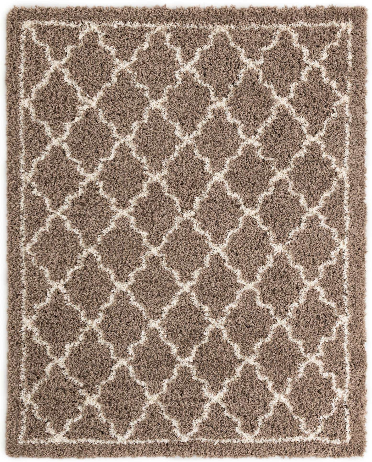 8' x 10' Kemble · Lattice shag rug, khaki and ivory