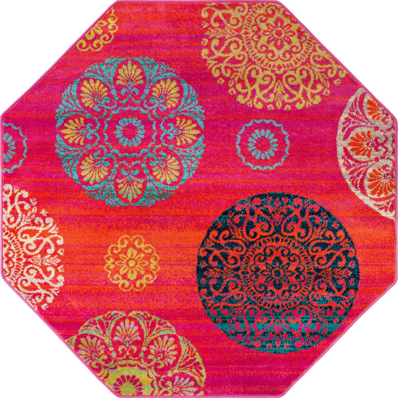 5' 3 x 5' 3 Kendrick · Medallion rug, pink and turquoise