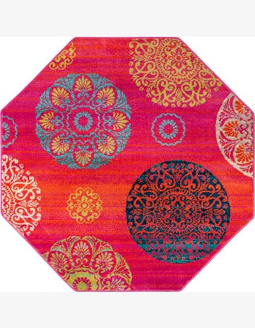 Kendrick · Medallion rug, pink and turquoise