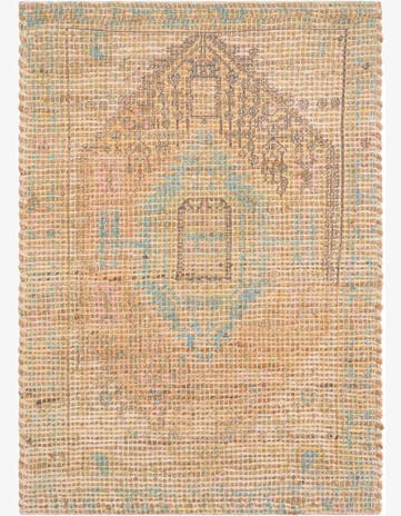 Khaki and Ivory Hand Woven Chenille Jute Rug