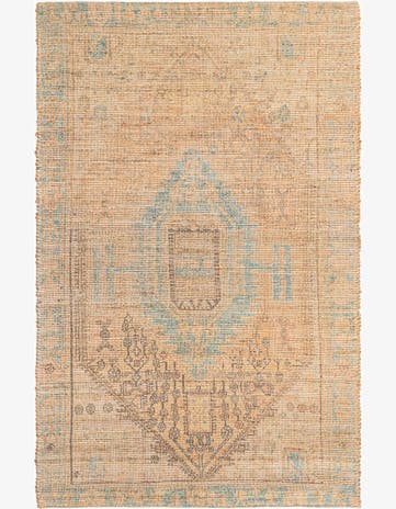 Khaki and Ivory Hand Woven Chenille Jute Rug