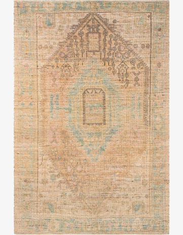 Khaki and Ivory Hand Woven Chenille Jute Rug