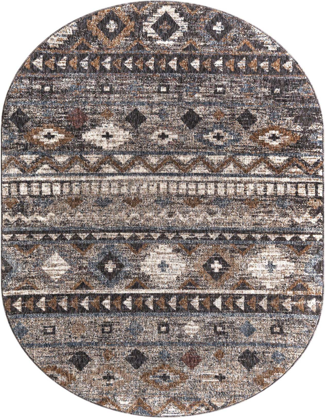 Primary image 5' 3 x 8' Eco Southwestern Oval Rug