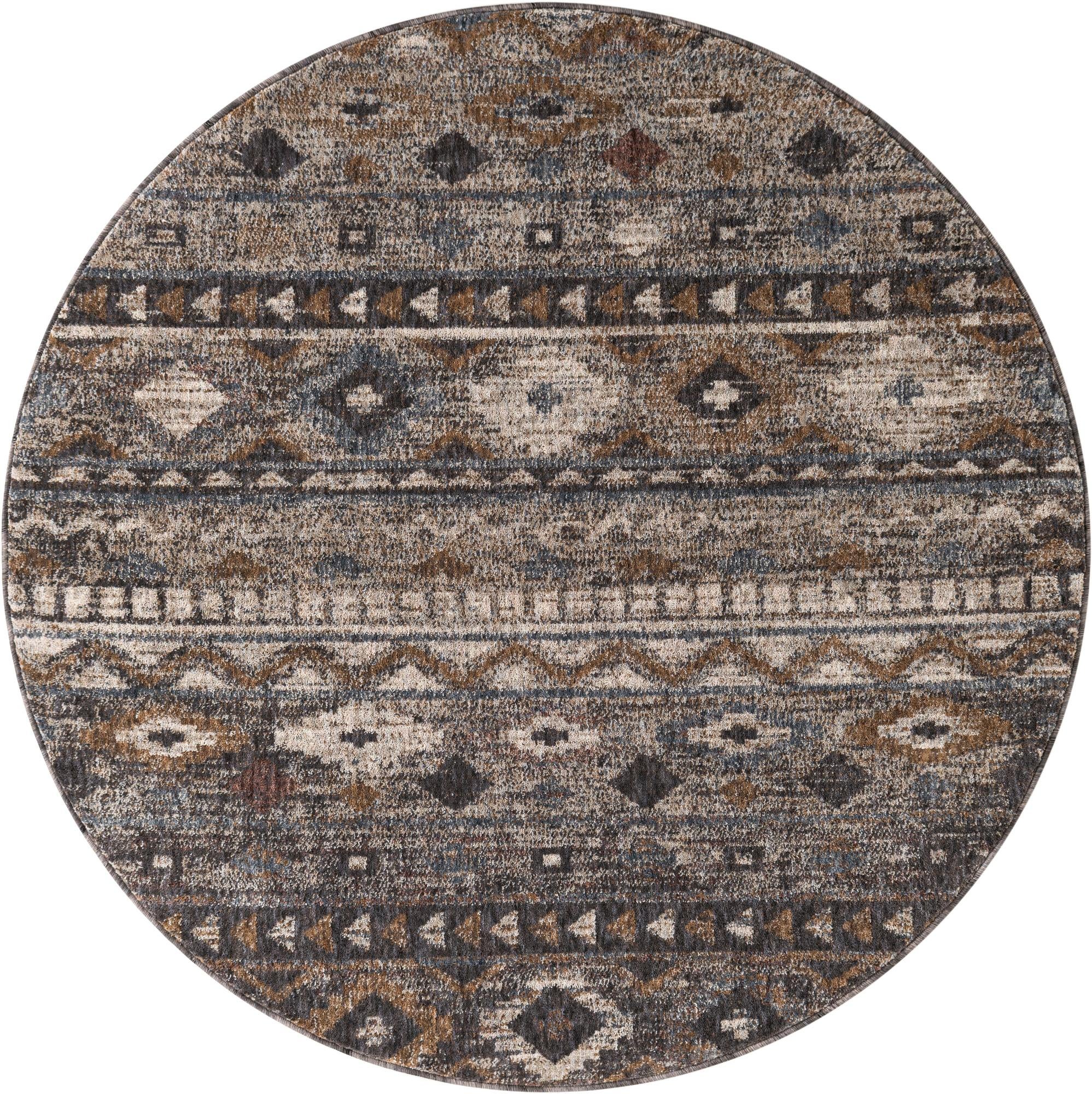 5' 3 x 5' 3 Eco Southwestern Round Rug