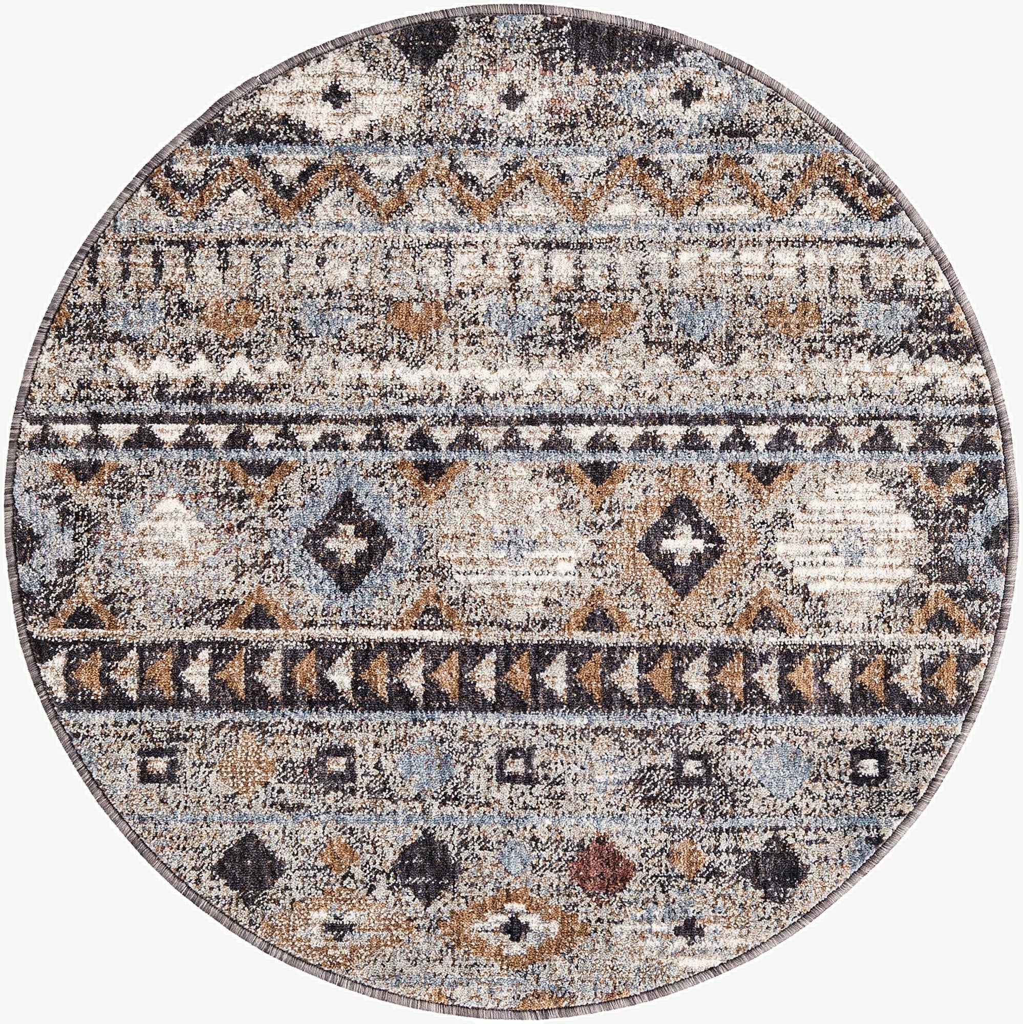 3' 3 x 3' 3 Eco Southwestern Round Rug