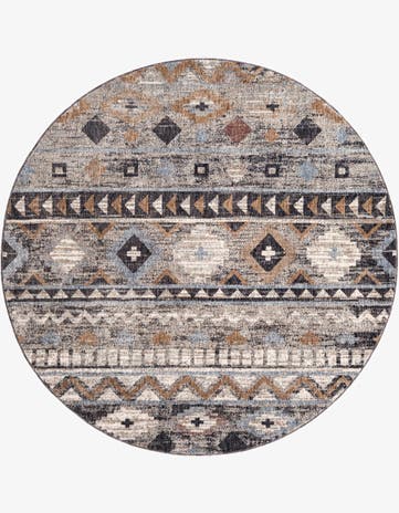 Khaki Gray Eco Southwestern Round Rug