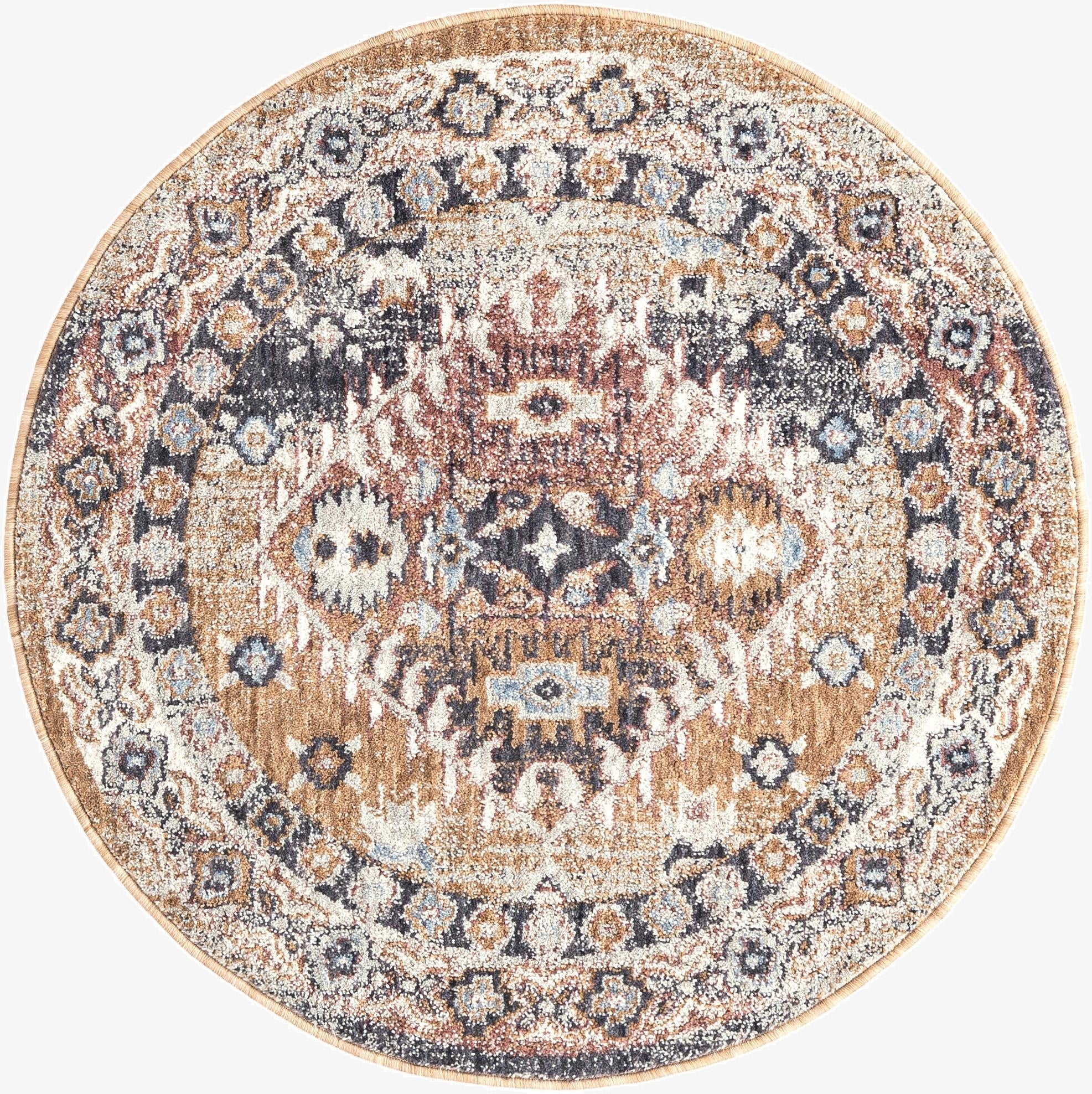 3' 3 x 3' 3 Eco Southwestern Round Rug