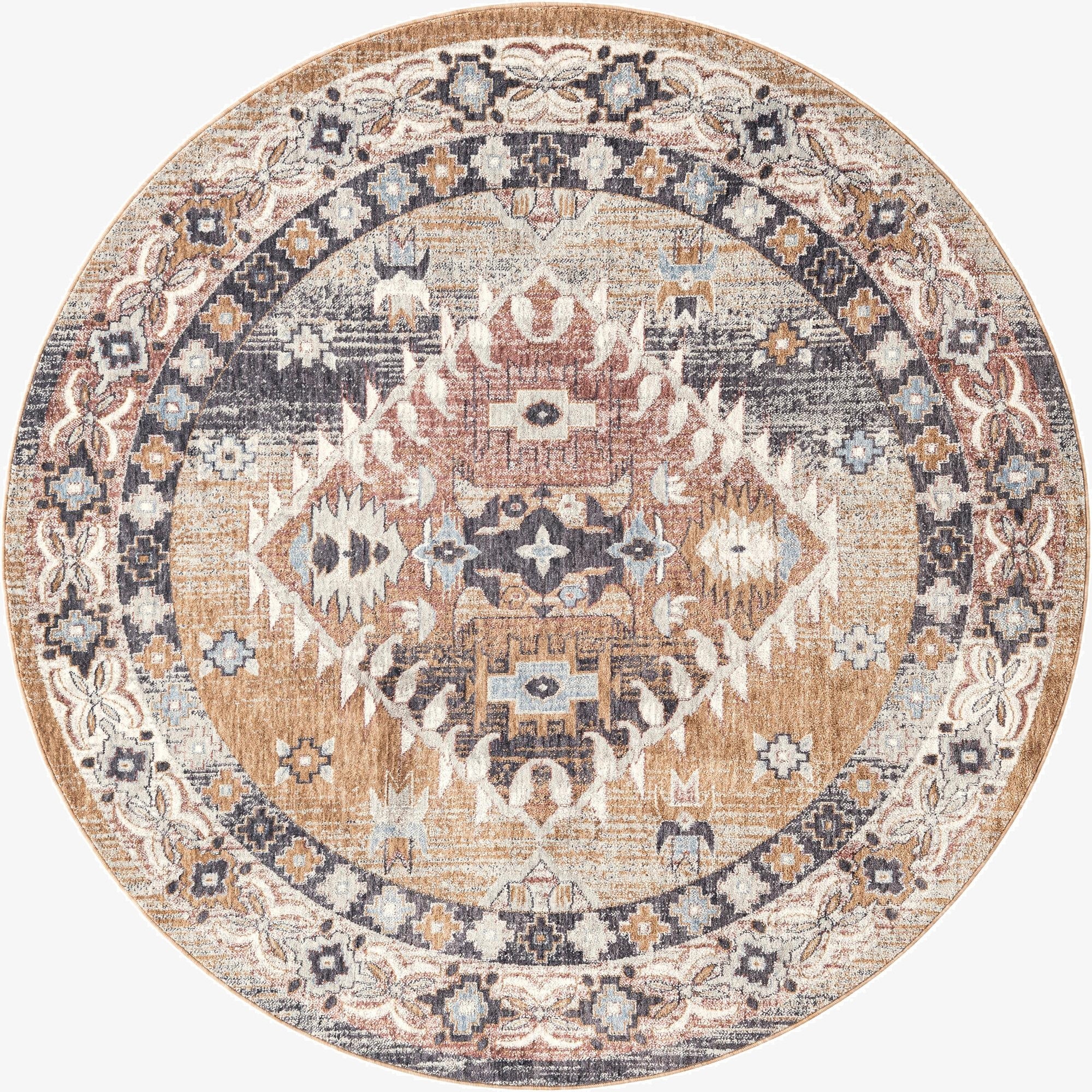 7' x 7' Eco Southwestern Round Rug