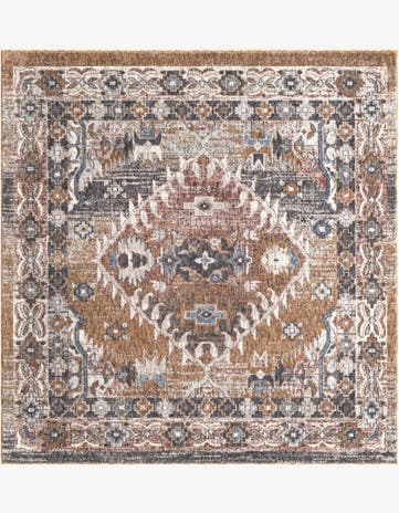 Khaki Gray Eco Southwestern Square Rug