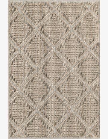 Khaki Easy-Clean Trellis Indoor / Outdoor Rug