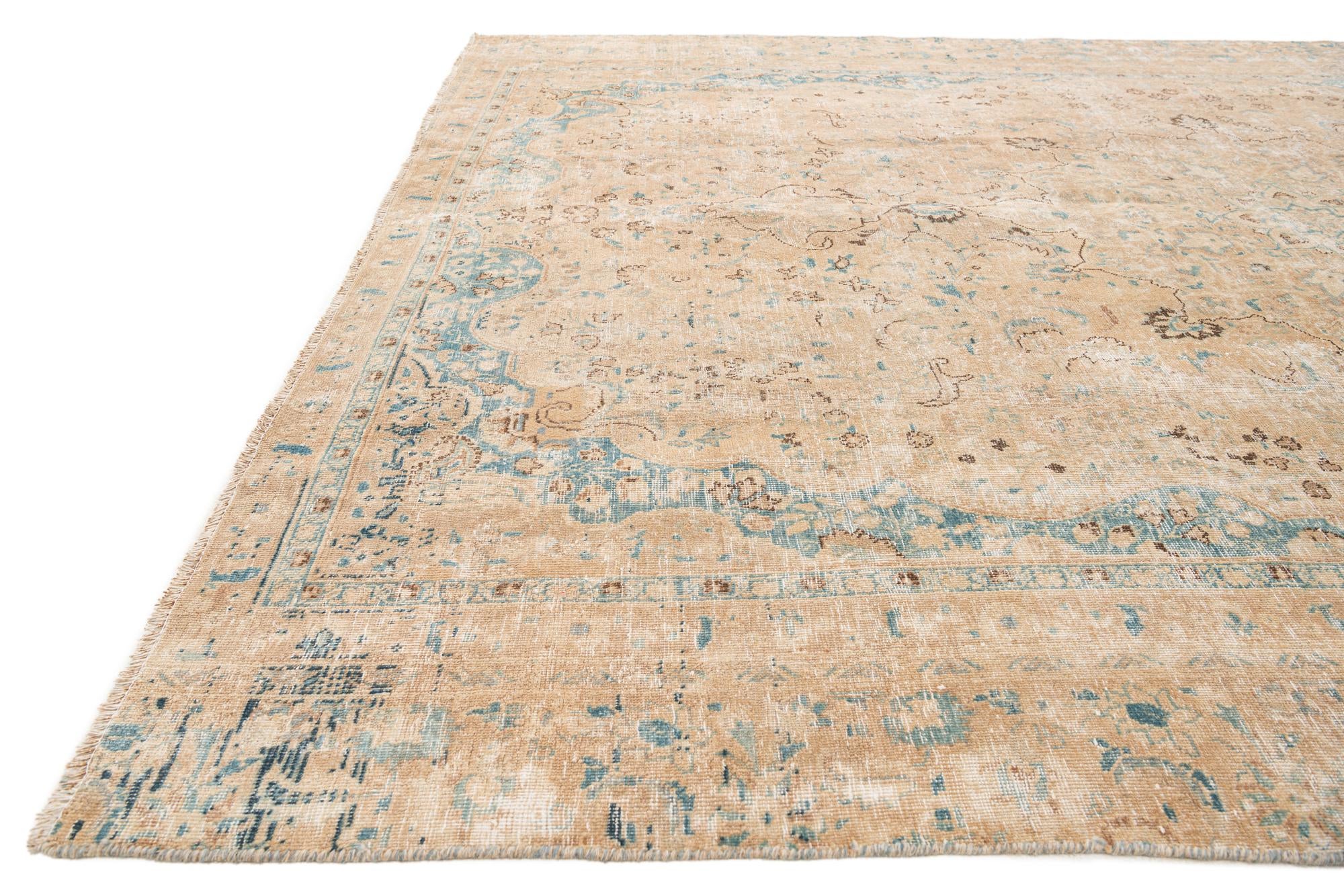 8' 1 x 11' Hand Knotted Ultra Vintage Persian Wool Rug