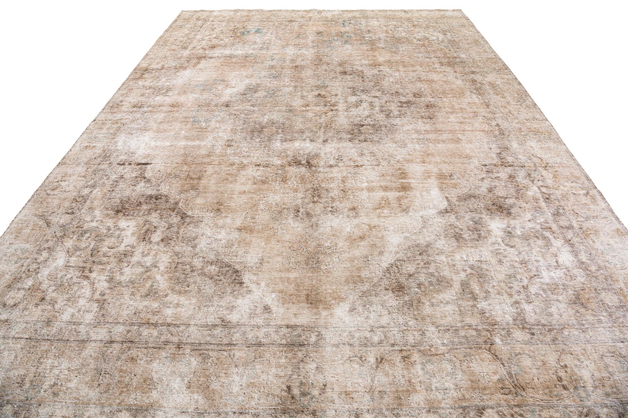 9' x 12' 6 Hand Knotted Ultra Vintage Persian Wool Rug