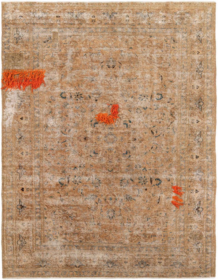 Detail image of 7' 8 x 11' Hand Knotted Ultra Vintage Persian Wool Rug