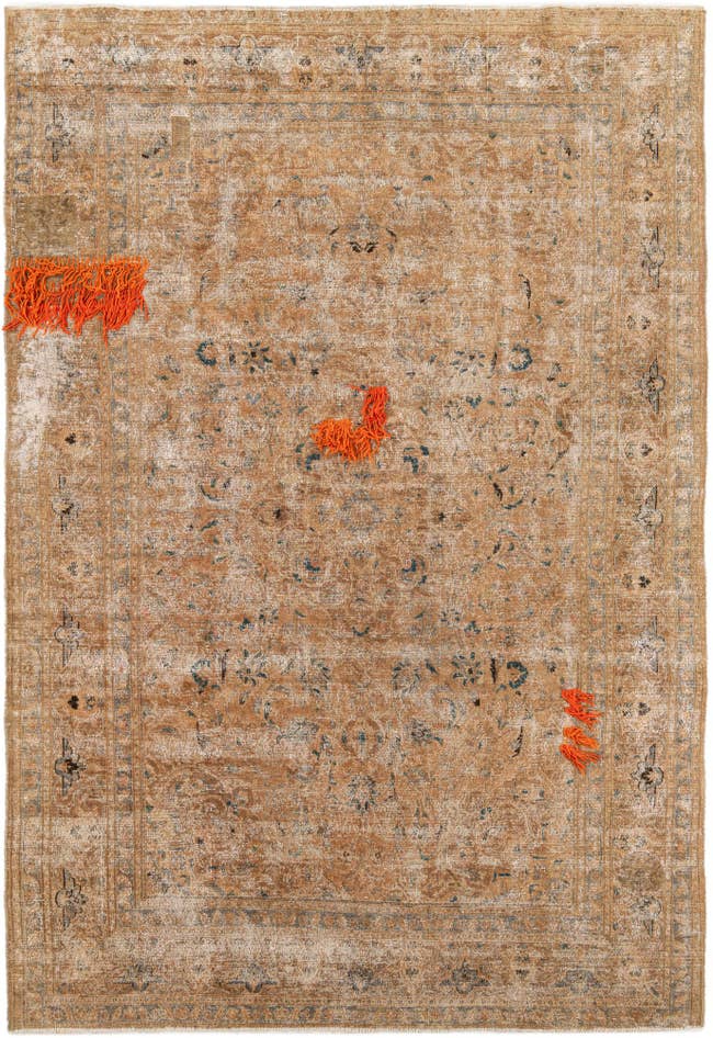 Detail image of 7' 8 x 11' Hand Knotted Ultra Vintage Persian Wool Rug
