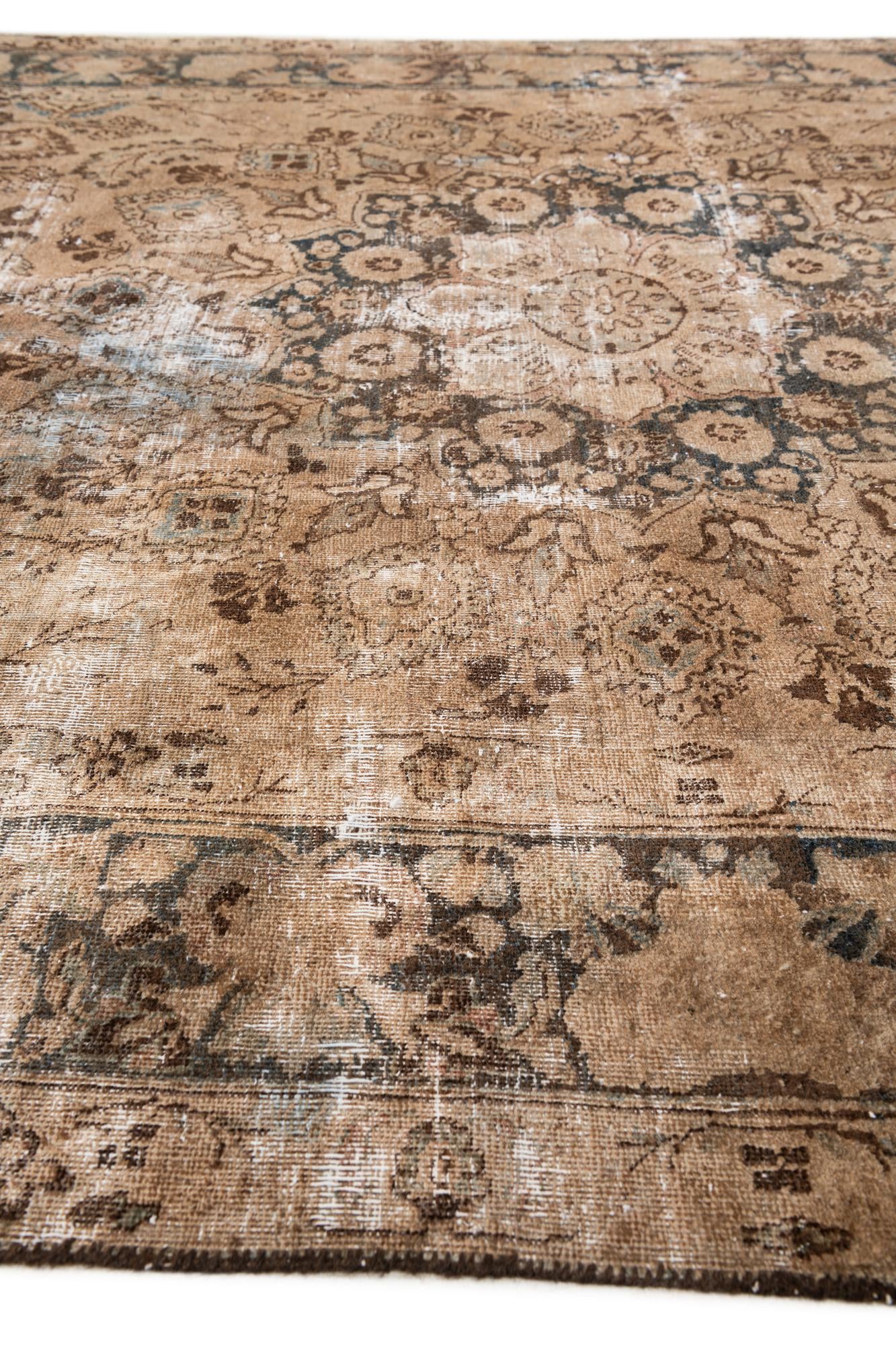 6' 8 x 9' 7 Hand Knotted Ultra Vintage Persian Wool Rug