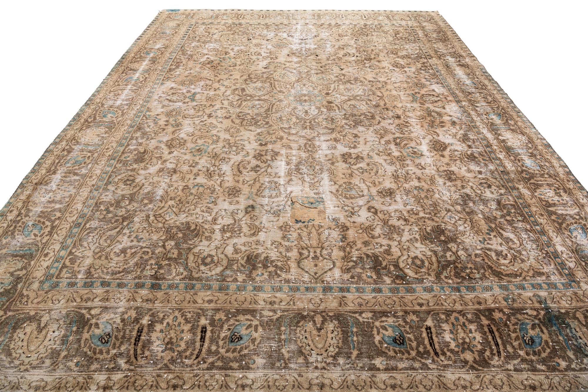 9' 5 x 12' 3 Hand Knotted Ultra Vintage Persian Wool Rug