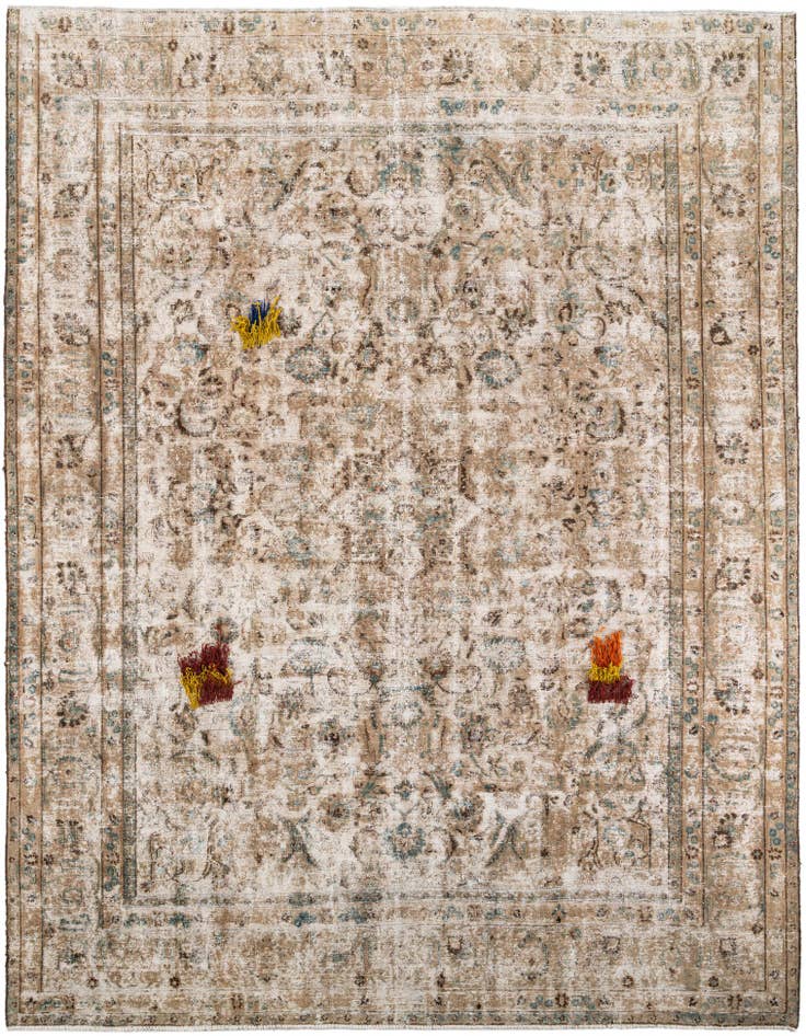 Detail image of 9' 7 x 12' 5 Hand Knotted Ultra Vintage Persian Wool Rug
