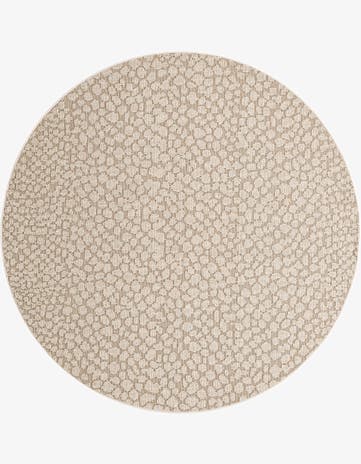 Khaki Easy-Clean Safari Indoor / Outdoor Round Rug