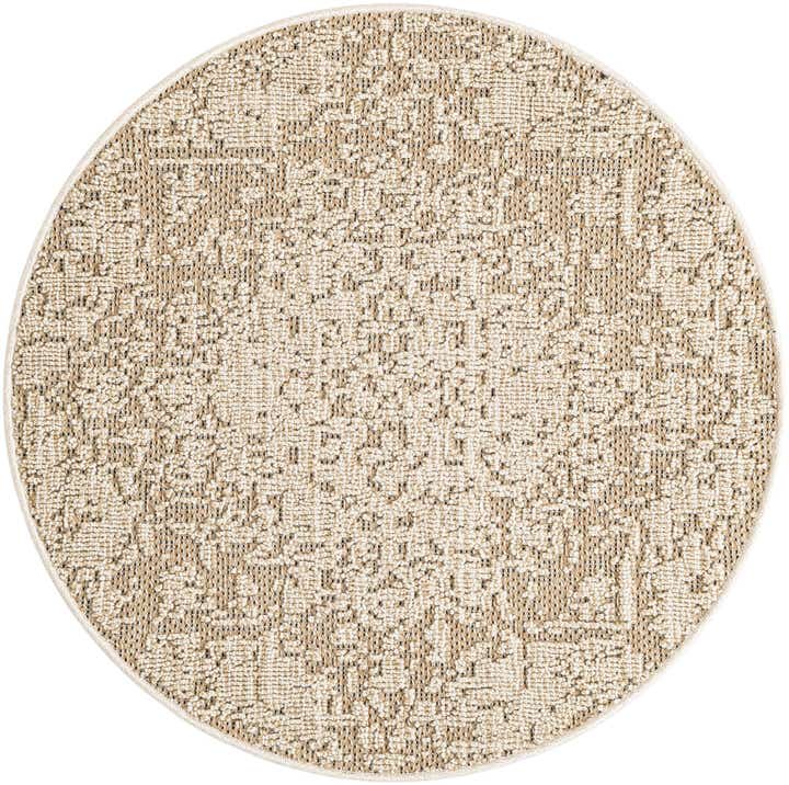 3' 1 x 3' 1 Easy-Clean Traditional Indoor / Outdoor Round Rug