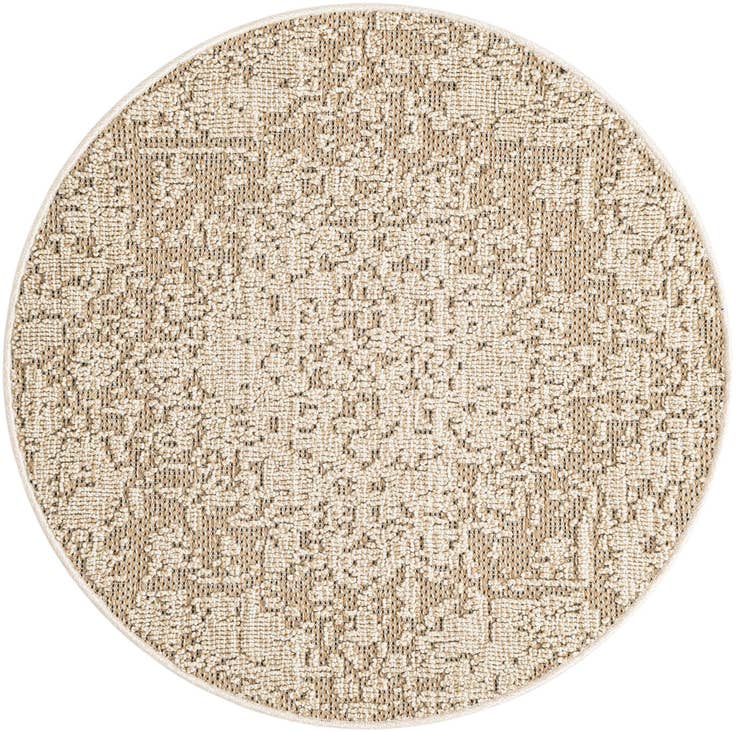 Detail image of 3' 1 x 3' 1 Easy-Clean Traditional Indoor / Outdoor Round Rug