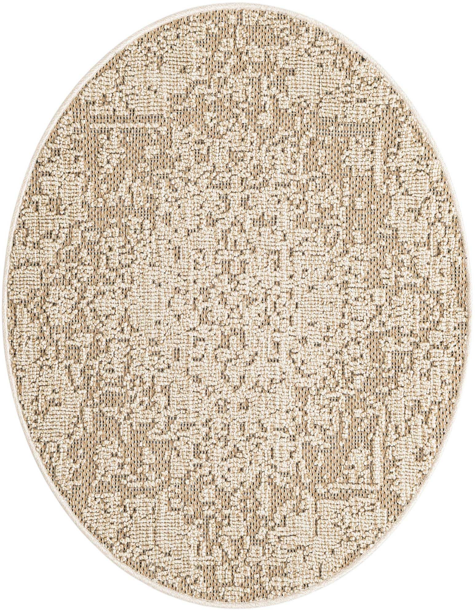 5' 3 x 5' 3 Easy-Clean Traditional Indoor / Outdoor Round Rug