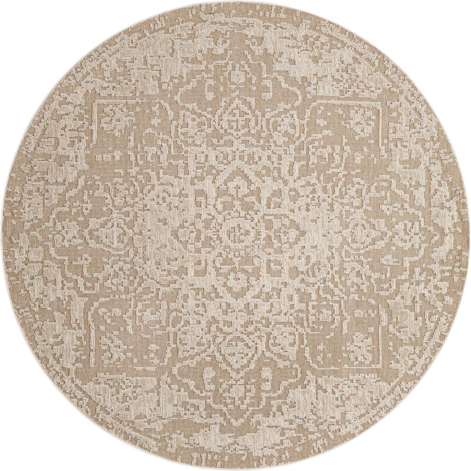 7' 10 x 7' 10 Easy-Clean Traditional Indoor / Outdoor Round Rug