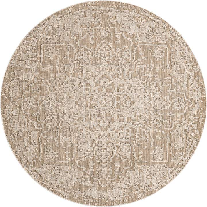 7' 10 x 7' 10 Easy-Clean Traditional Indoor / Outdoor Round Rug