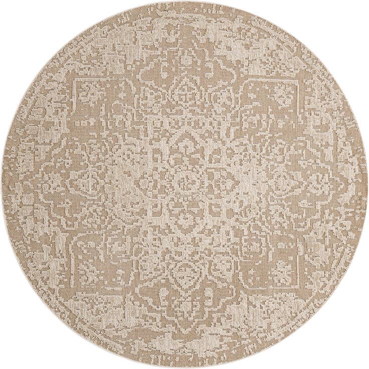 Detail image of 7' 10 x 7' 10 Easy-Clean Traditional Indoor / Outdoor Round Rug