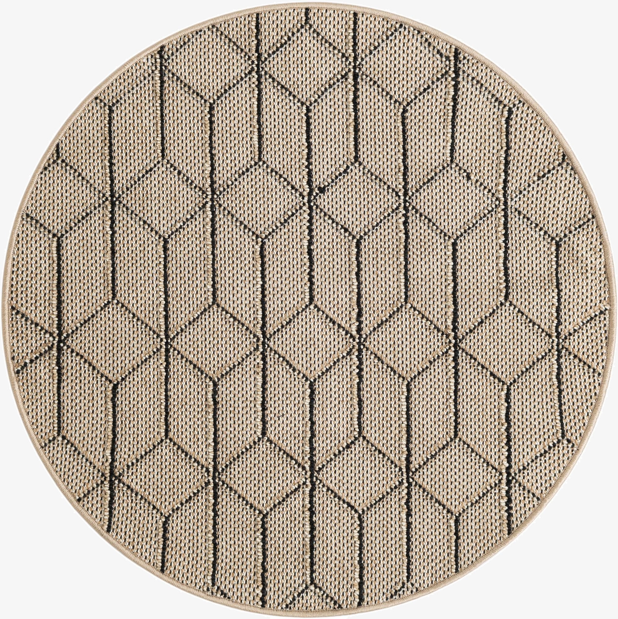 3' 1 x 3' 1  Washable Trellis Indoor / Outdoor Round Rug