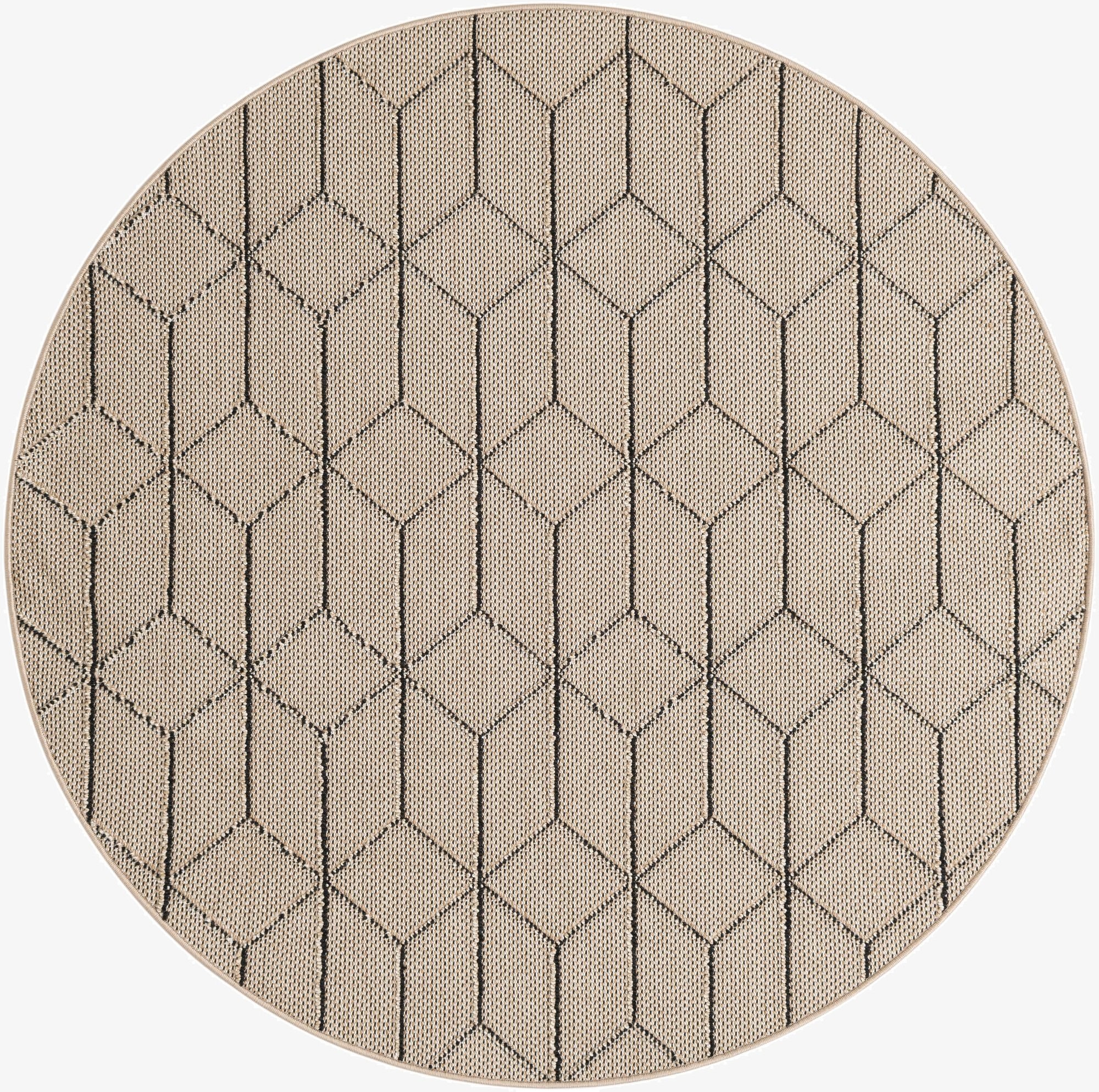 5' 3 x 5' 3  Washable Trellis Indoor / Outdoor Round Rug