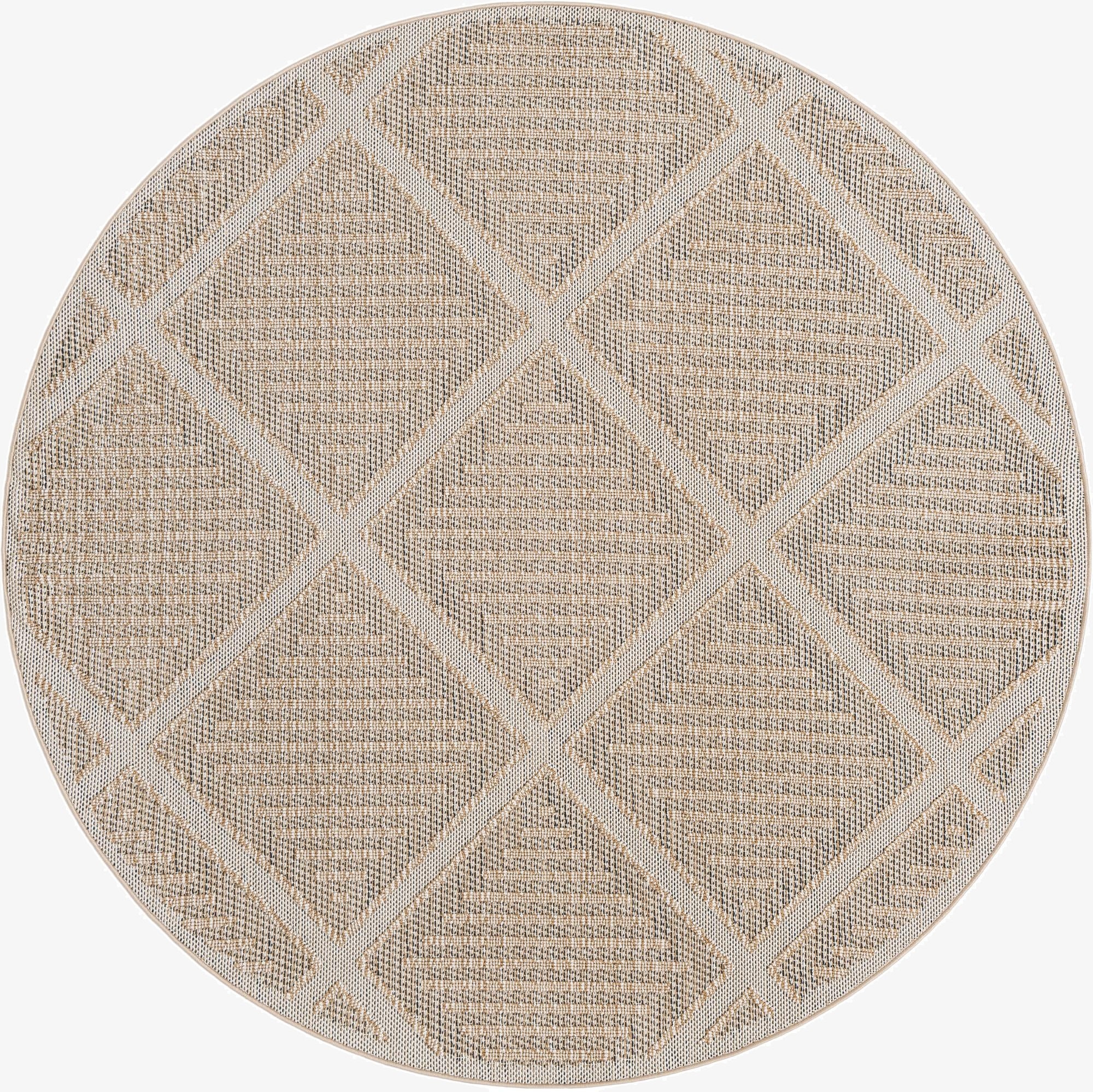 7' 10 x 7' 10  Washable Trellis Indoor / Outdoor Round Rug