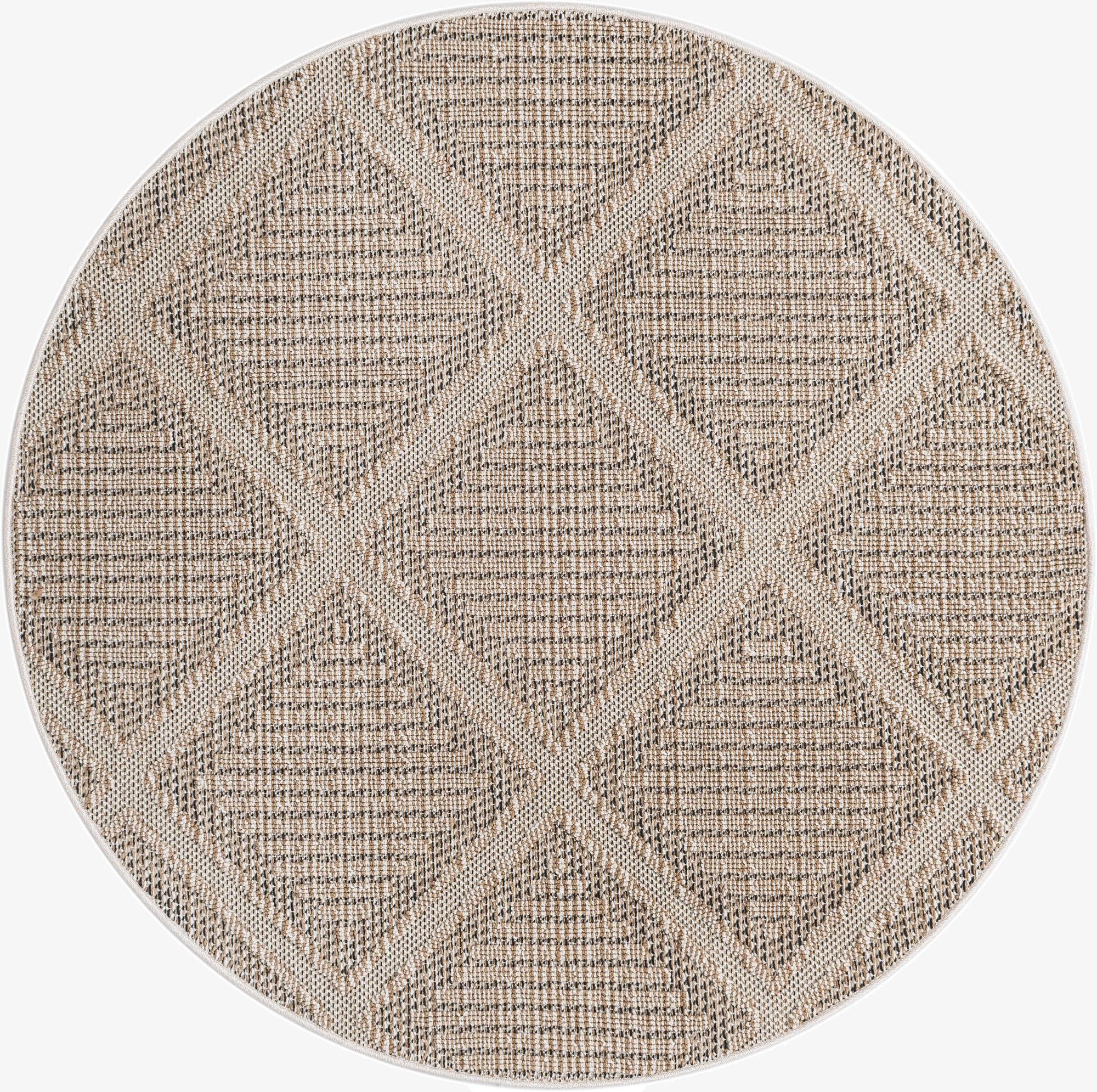 5' 3 x 5' 3  Washable Trellis Indoor / Outdoor Round Rug