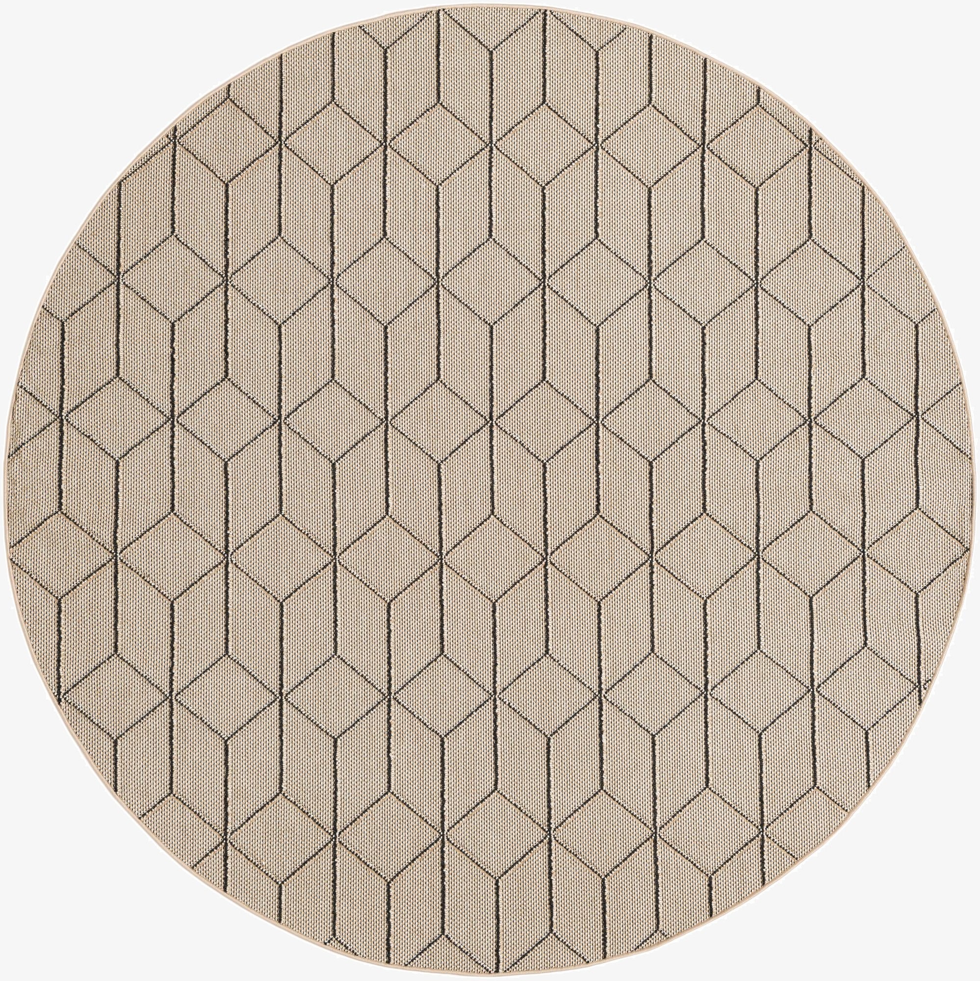 7' 10 x 7' 10  Washable Trellis Indoor / Outdoor Round Rug