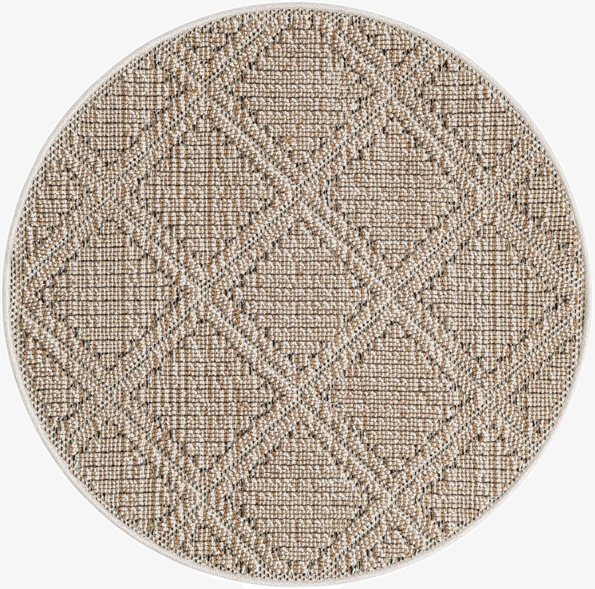 3' 1 x 3' 1  Washable Trellis Indoor / Outdoor Round Rug