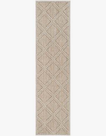 Khaki Easy-Clean Lattice Indoor / Outdoor Runner Rug