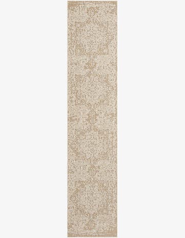 Khaki Easy-Clean Traditional Indoor / Outdoor Runner Rug