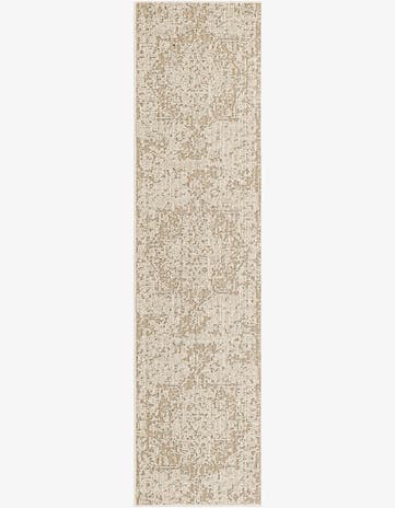 Khaki Easy-Clean Traditional Indoor / Outdoor Runner Rug