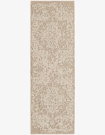 Khaki Easy-Clean Traditional Indoor / Outdoor Runner Rug