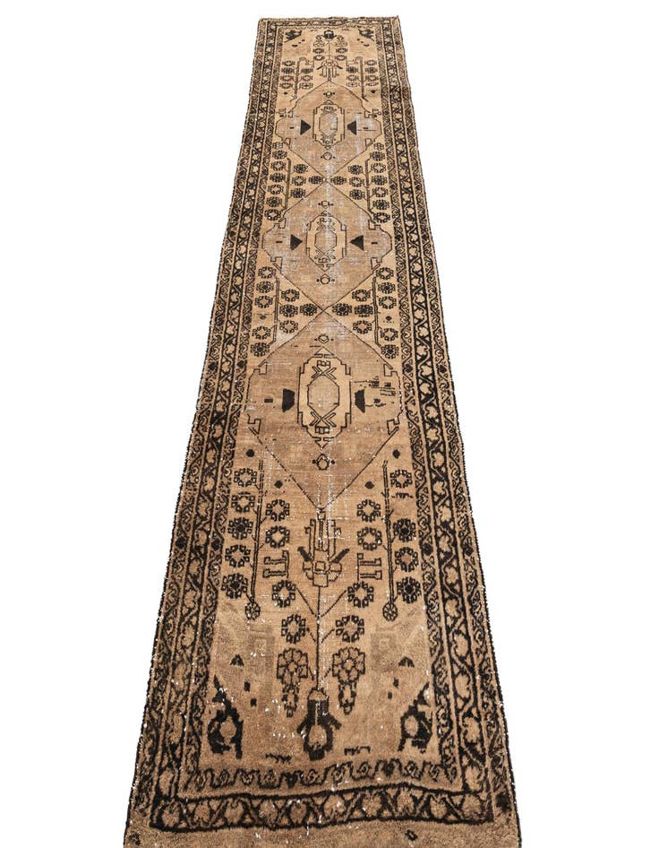 Detail image of 3' 5 x 9' 9 Hand Knotted Ultra Vintage Persian Wool Runner Rug