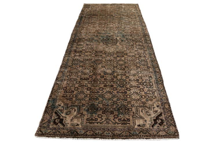Detail image of 4' x 9' Hand Knotted Ultra Vintage Persian Wool Runner Rug